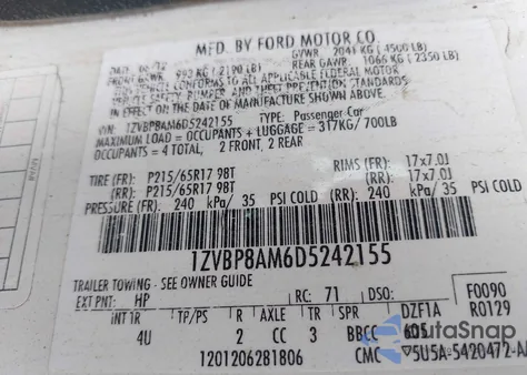 2013 Ford Mustang V6 Premium z USA, uszkodzony, nr VIN 1ZVBP8AM6D5242155